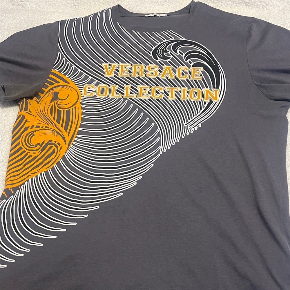 Versace Collection Charcoal and Mustard Graphic Tee